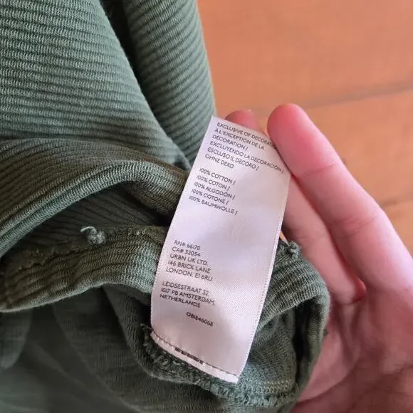 Free People We The Free Total Eclipse Tee Eden Green Ribbed Drop Shoulder S Boho - Picture 7 of 7